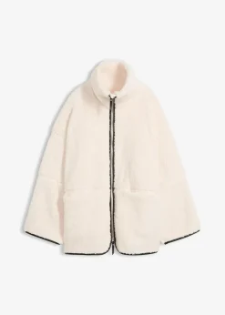 bonprix Jacken & Mäntel|Bekleidung·Hosen^Oversize Teddy-Fleece Jacke perlweiß