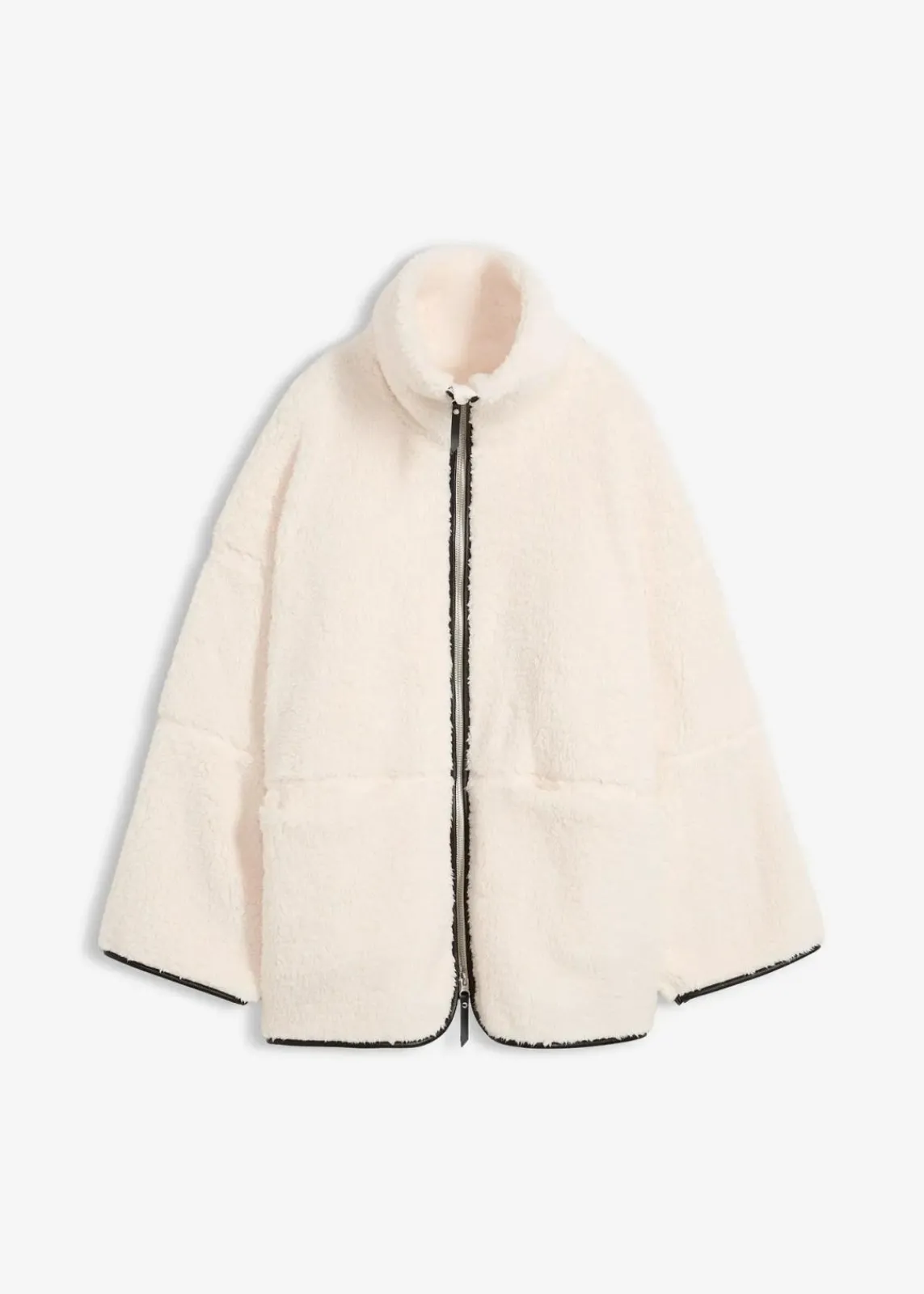 bonprix Jacken & Mäntel|Bekleidung·Hosen^Oversize Teddy-Fleece Jacke perlweiß