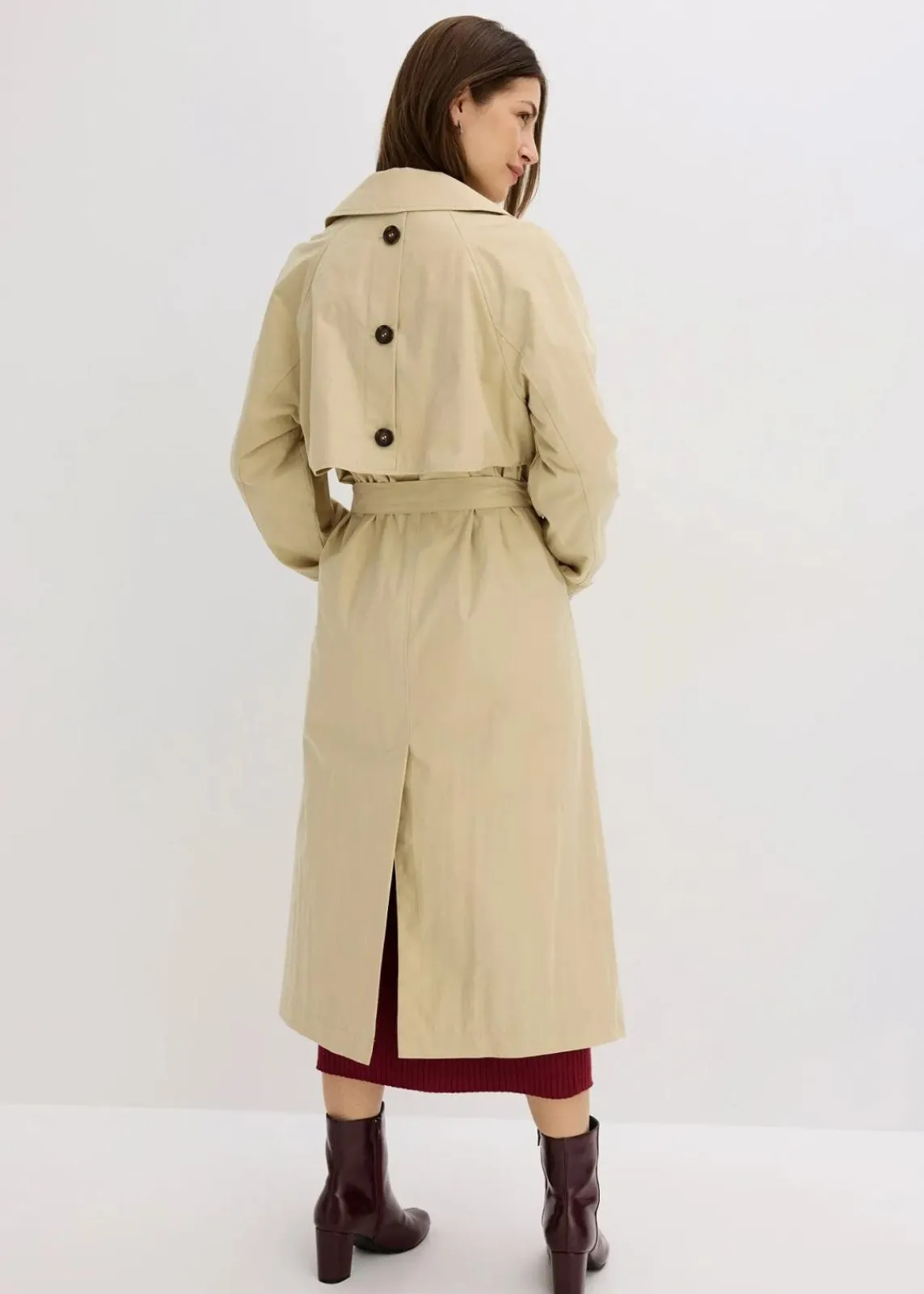 bonprix Bekleidung·Hosen|Jacken & Mäntel^Oversize Trenchcoat grünbeige