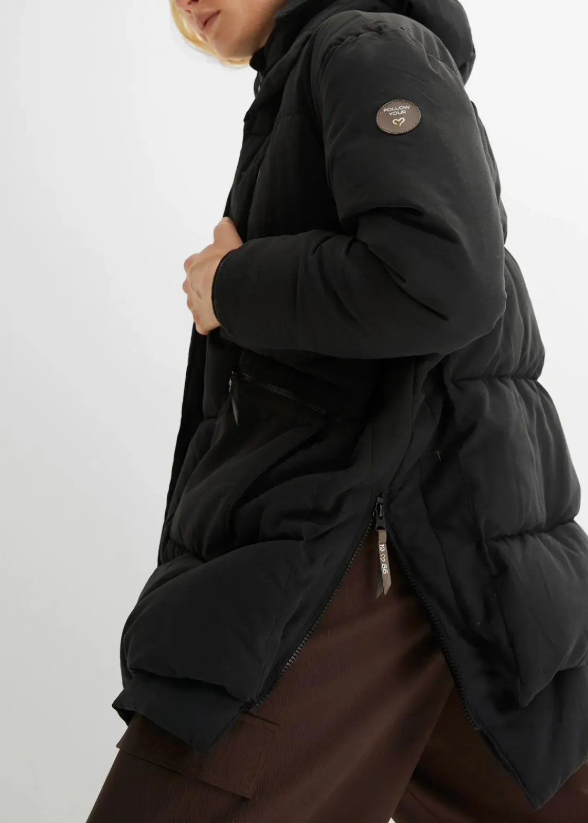 bonprix Bekleidung·Hosen|Jacken & Mäntel^Oversize Winterjacke mit Kapuze schwarz