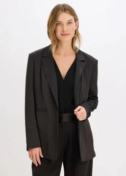 bonprix Nachhaltigere Materialien|Blazer^Oversize-Blazer aus Satin schwarz