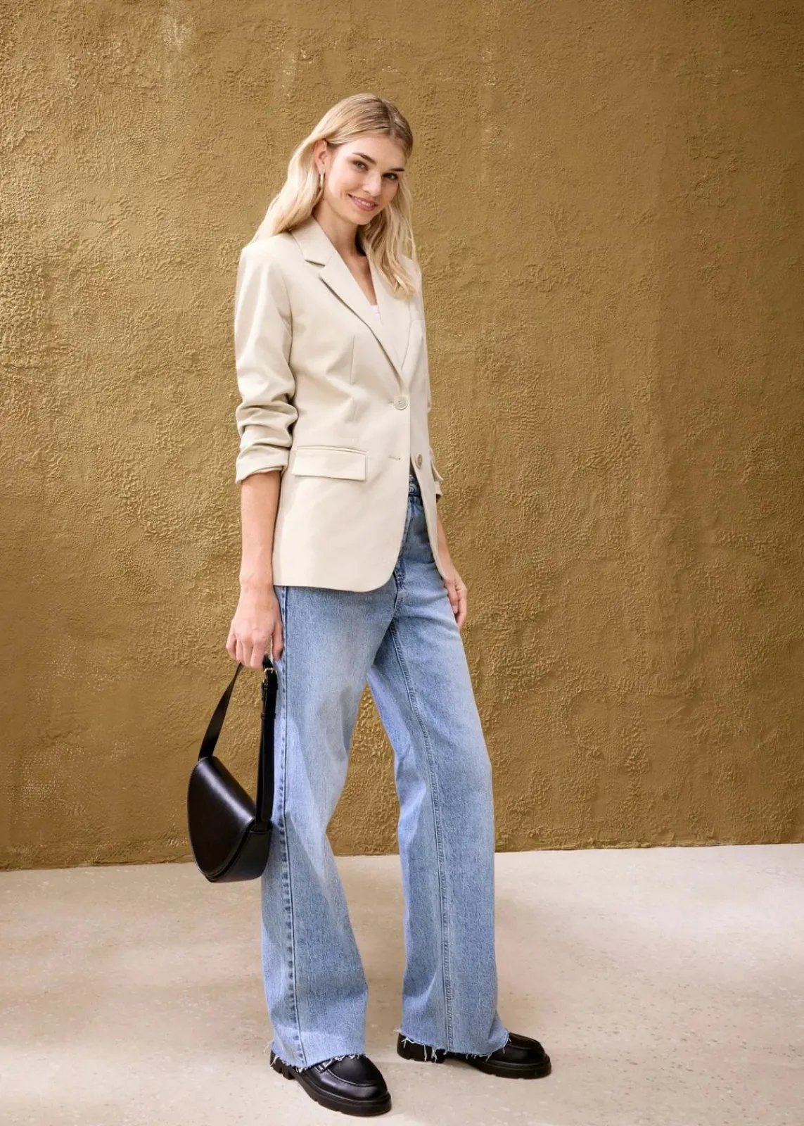 bonprix Blazer^Oversize-Blazer mit leichten Schulterpolstern rauchkhaki