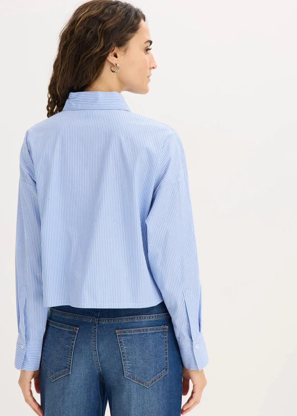 bonprix Bekleidung·Jacken & Mäntel|Blusen & Tuniken^Oversize-Bluse aus Baumwoll-Mix hellblau/weiß gestreift