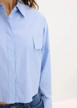 bonprix Bekleidung·Jacken & Mäntel|Blusen & Tuniken^Oversize-Bluse aus Baumwoll-Mix hellblau/weiß gestreift