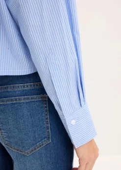 bonprix Bekleidung·Jacken & Mäntel|Blusen & Tuniken^Oversize-Bluse aus Baumwoll-Mix hellblau/weiß gestreift