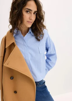 bonprix Bekleidung·Jacken & Mäntel|Blusen & Tuniken^Oversize-Bluse aus Baumwoll-Mix hellblau/weiß gestreift