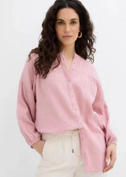 bonprix Nachhaltigere Materialien|Blusen & Tuniken^Oversize-Bluse aus Musselin aschrosa