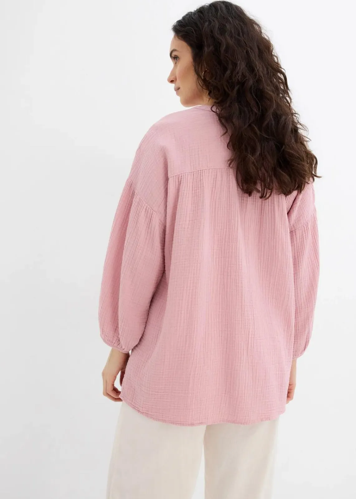 bonprix Nachhaltigere Materialien|Blusen & Tuniken^Oversize-Bluse aus Musselin aschrosa