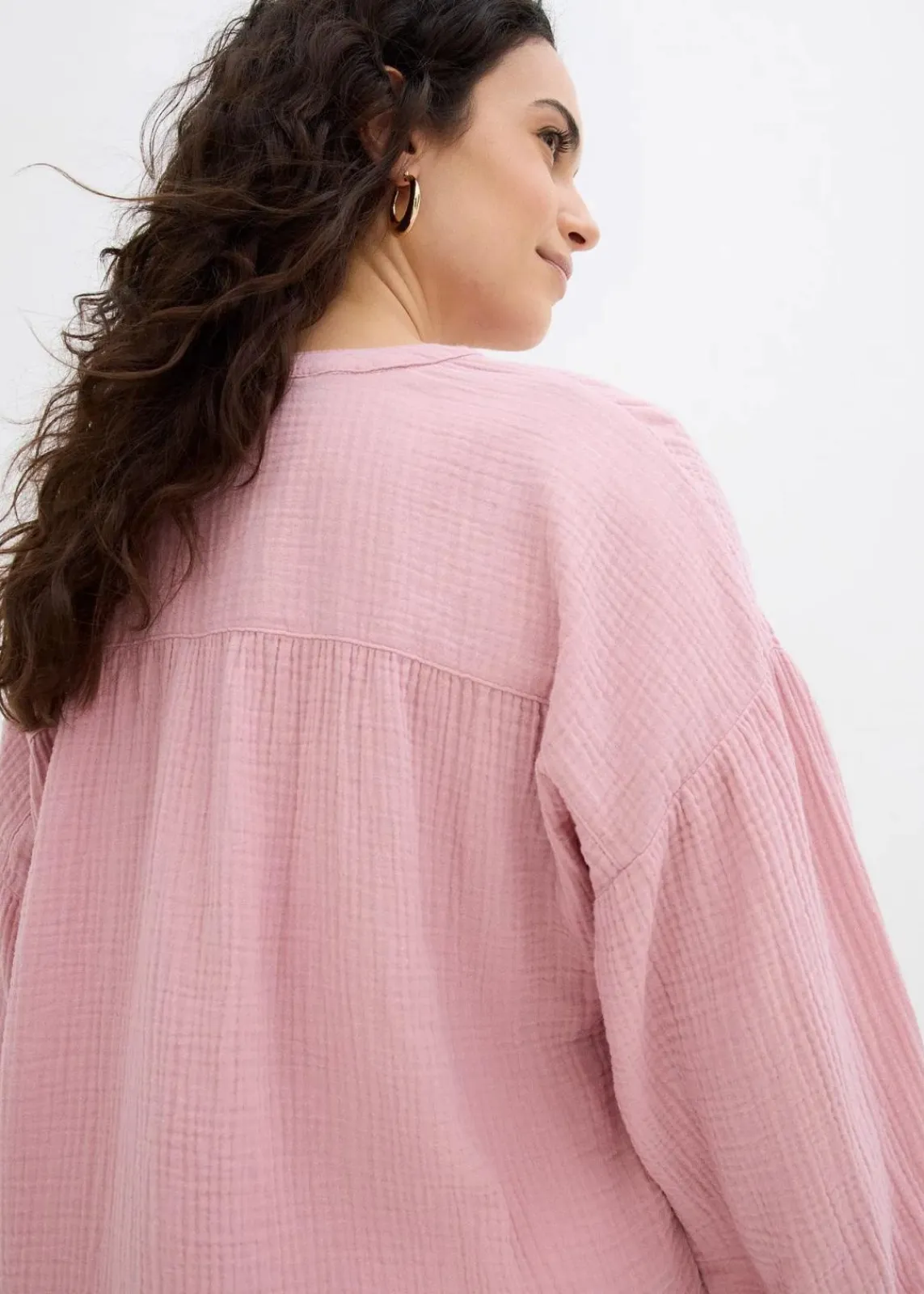 bonprix Nachhaltigere Materialien|Blusen & Tuniken^Oversize-Bluse aus Musselin aschrosa