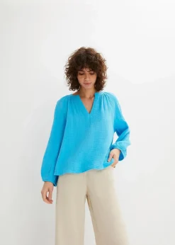 bonprix Blusen & Tuniken|Bekleidung·Jacken & Mäntel^Oversize-Bluse aus Musselin türkis