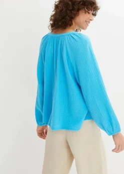 bonprix Blusen & Tuniken|Bekleidung·Jacken & Mäntel^Oversize-Bluse aus Musselin türkis