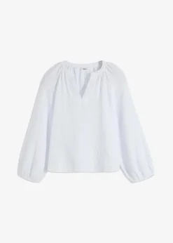 bonprix Bekleidung·Jacken & Mäntel|Blusen & Tuniken^Oversize-Bluse aus Musselin weiß