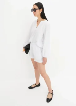 bonprix Bekleidung·Jacken & Mäntel|Blusen & Tuniken^Oversize-Bluse aus Musselin weiß