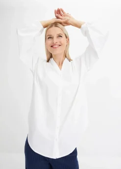 bonprix Bekleidung·Jacken & Mäntel|Blusen & Tuniken^Oversize-Bluse aus reiner Baumwolle weiß