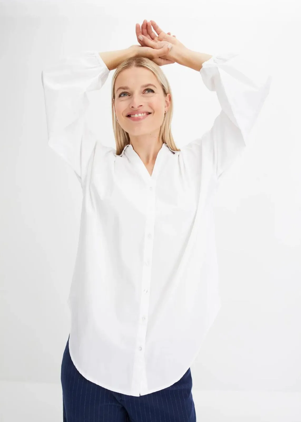 bonprix Bekleidung·Jacken & Mäntel|Blusen & Tuniken^Oversize-Bluse aus reiner Baumwolle weiß
