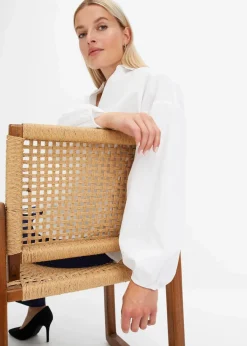 bonprix Bekleidung·Jacken & Mäntel|Blusen & Tuniken^Oversize-Bluse aus reiner Baumwolle weiß