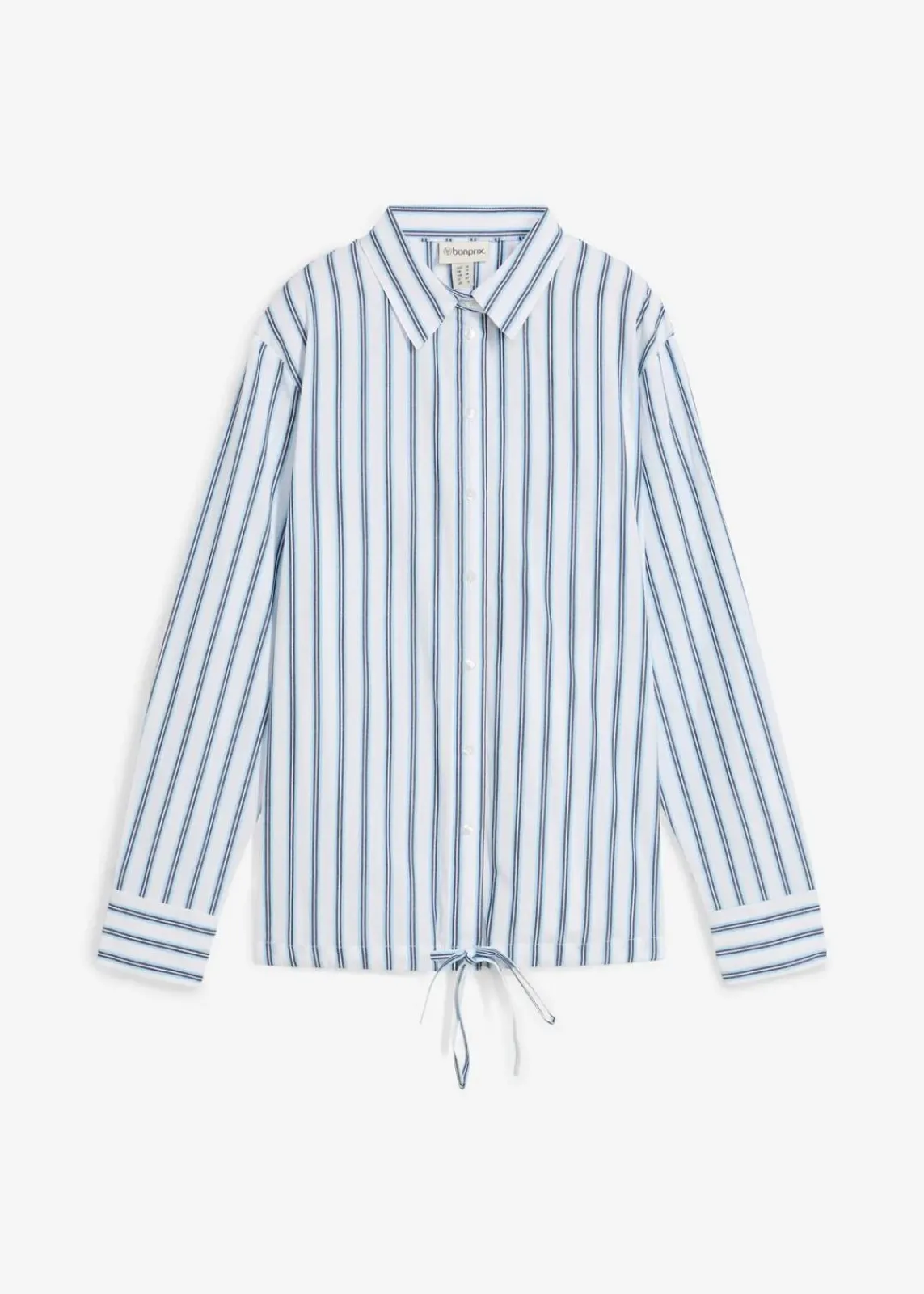 bonprix Bekleidung·Jacken & Mäntel|Zweiteiler & Sets^Oversize-Bluse aus reiner Baumwolle weiß/eisblau längs gestreift