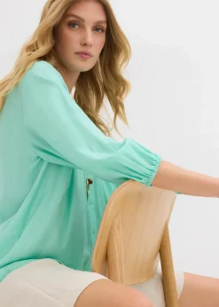 bonprix Blusen & Tuniken^Oversize-Bluse aus softem Viskose-Mix mentholblau