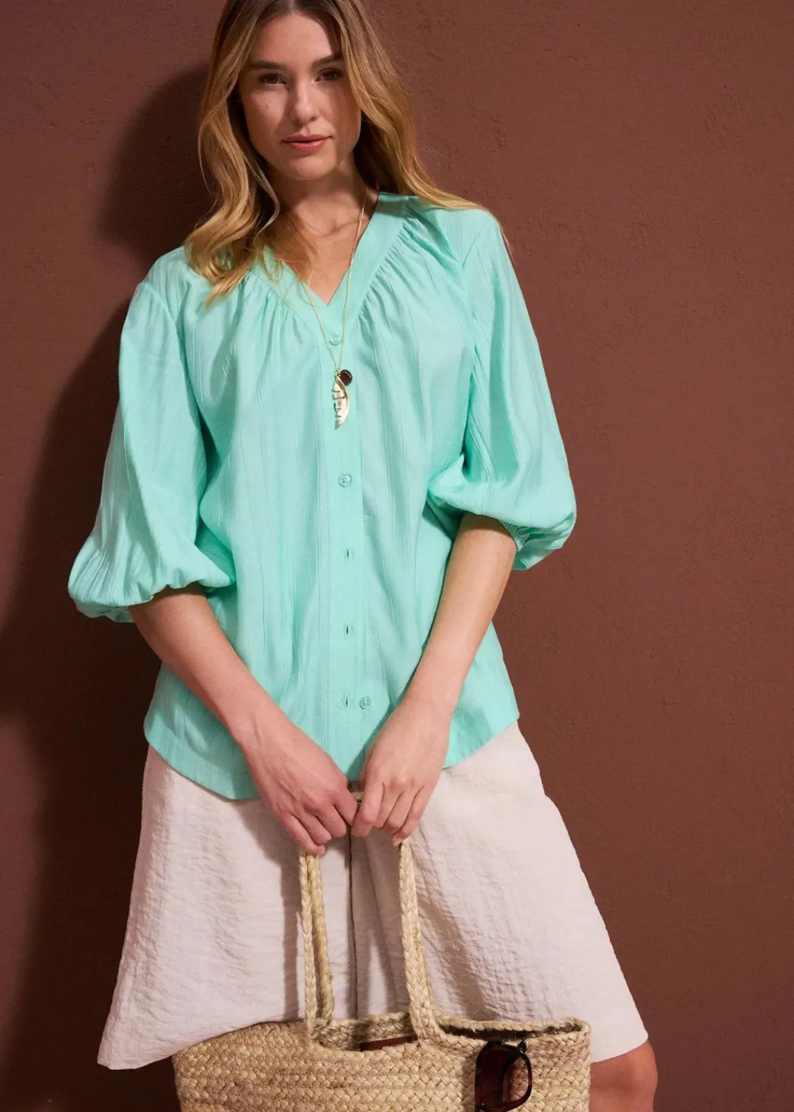 bonprix Blusen & Tuniken^Oversize-Bluse aus softem Viskose-Mix mentholblau