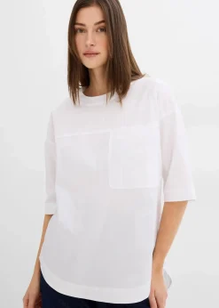 bonprix Bekleidung·Jacken & Mäntel|Blusen & Tuniken^Oversized Blusenshirt weiß