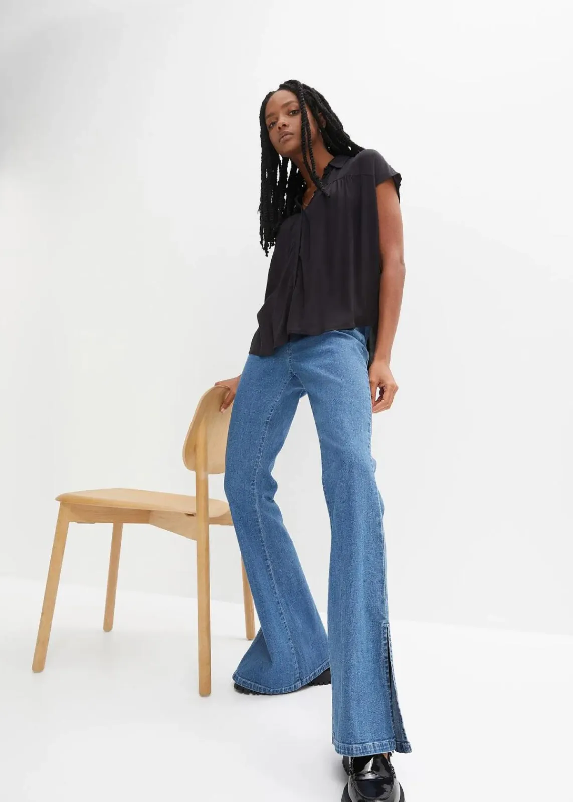 bonprix Blusen & Tuniken^Oversized Blusentop aus fließender Viskose schwarz
