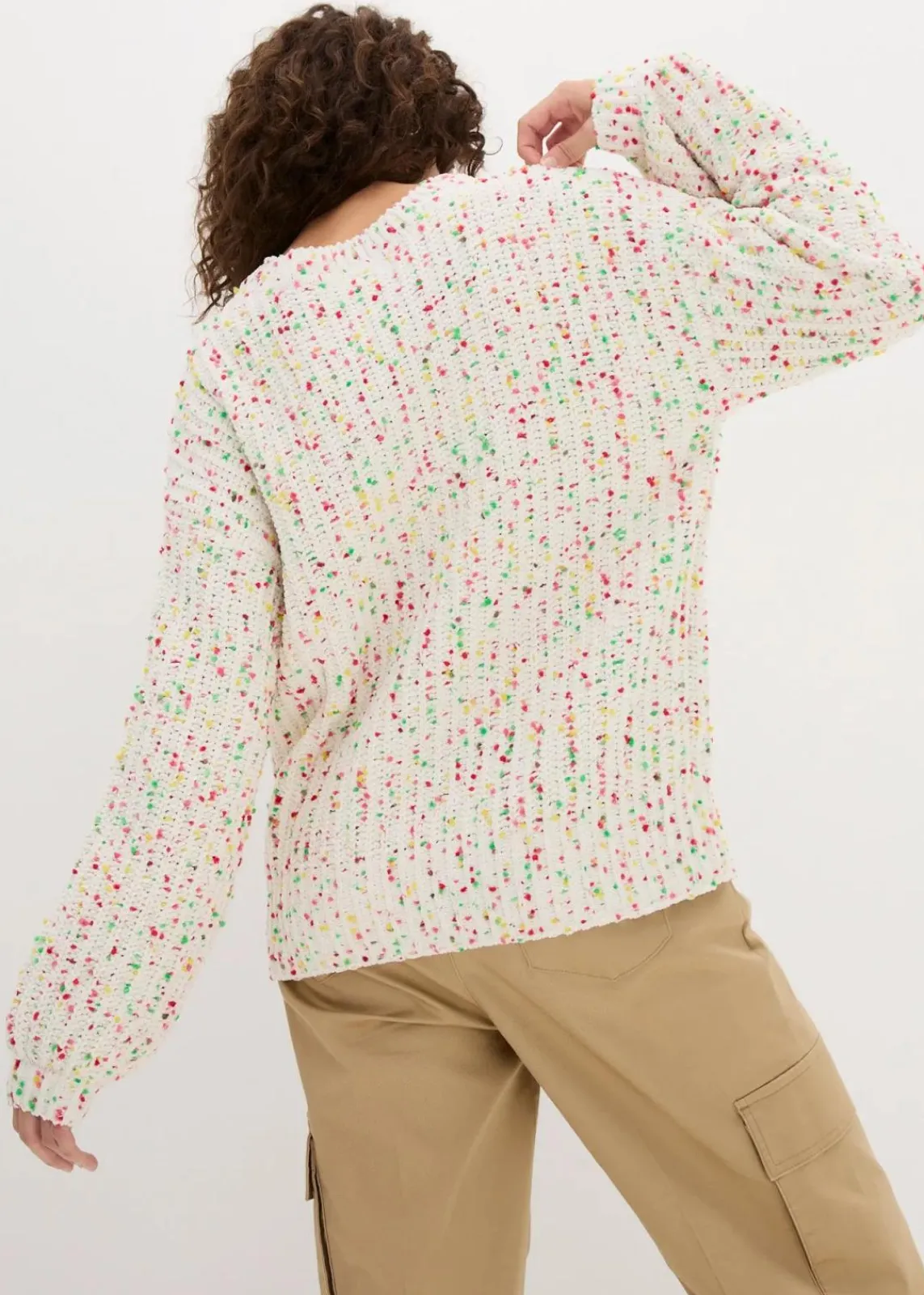 bonprix Bekleidung·Umstandsmode|Bekleidung·Jeans^Oversized Grobstrick-Pullover wollweiß gepunktet