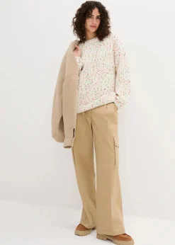 bonprix Bekleidung·Umstandsmode|Bekleidung·Jeans^Oversized Grobstrick-Pullover wollweiß gepunktet