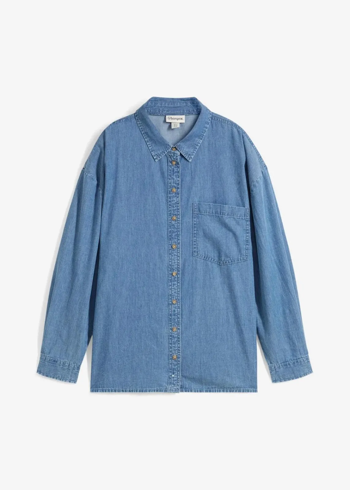bonprix Blusen & Tuniken|Nachhaltigere Materialien^Oversized Jeanshemd aus Bio-Baumwolle hellblau denim
