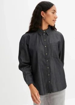 bonprix Bekleidung·Jacken & Mäntel|Nachhaltigere Materialien^Oversized Jeanshemd aus Bio-Baumwolle dunkelgrau denim