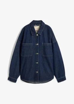 bonprix Bekleidung·Hosen|Nachhaltigere Materialien^Oversized Jeans-Overshirt aus Bio-Baumwolle tiefblau denim ungewaschen