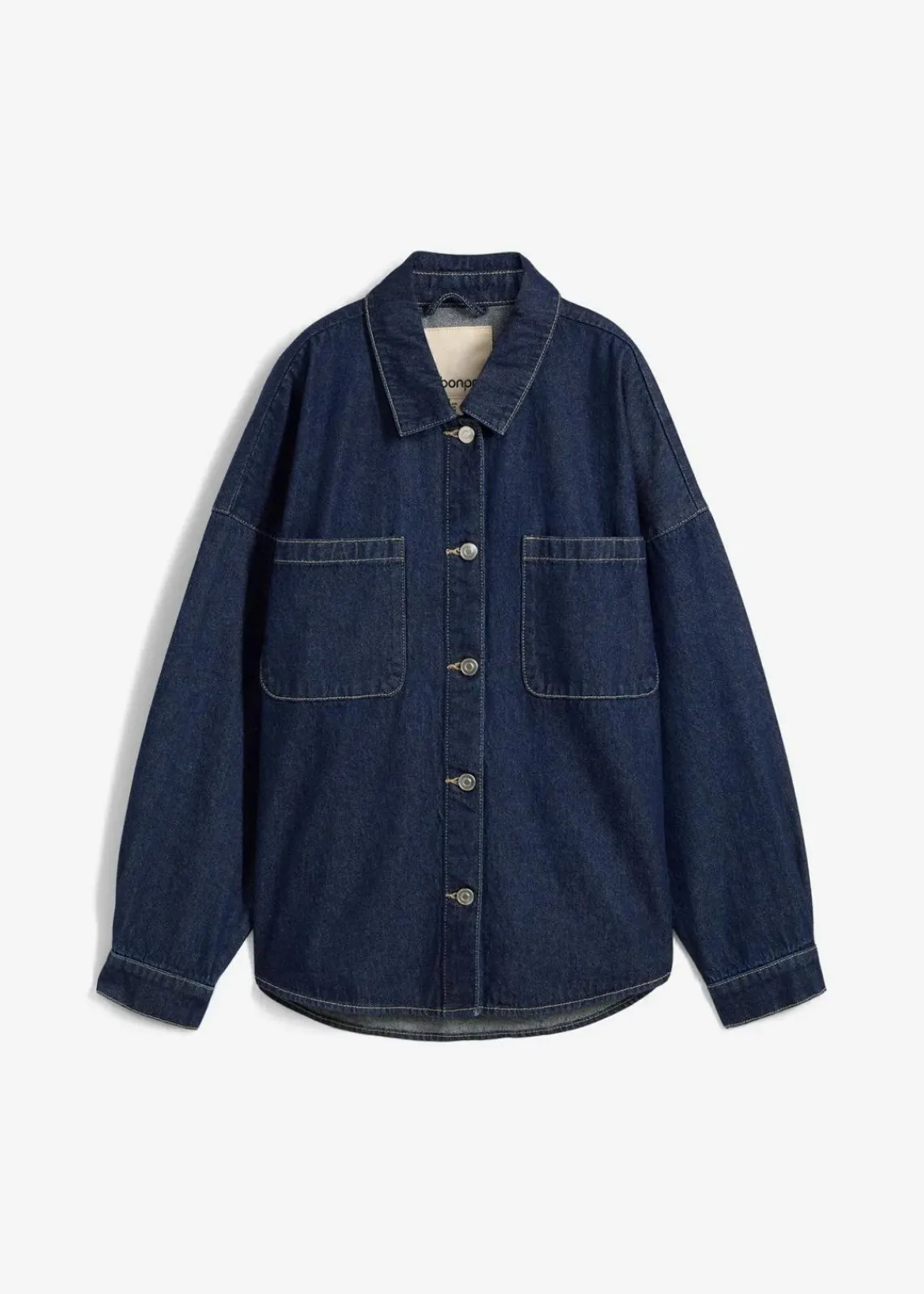 bonprix Bekleidung·Hosen|Nachhaltigere Materialien^Oversized Jeans-Overshirt aus Bio-Baumwolle tiefblau denim ungewaschen