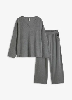 bonprix Homewear|Nachtwäsche^Oversized Loungewear Hausanzug aus weicher Rippe grau meliert