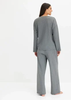 bonprix Homewear|Nachtwäsche^Oversized Loungewear Hausanzug aus weicher Rippe grau meliert
