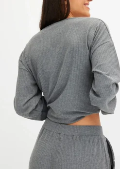 bonprix Homewear|Nachtwäsche^Oversized Loungewear Hausanzug aus weicher Rippe grau meliert
