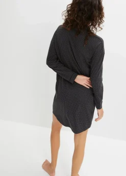 bonprix Wäsche·Basics|Wäsche·Nachtwäsche^Oversized Nachthemd aus reiner Baumwolle schwarz/grau gemustert