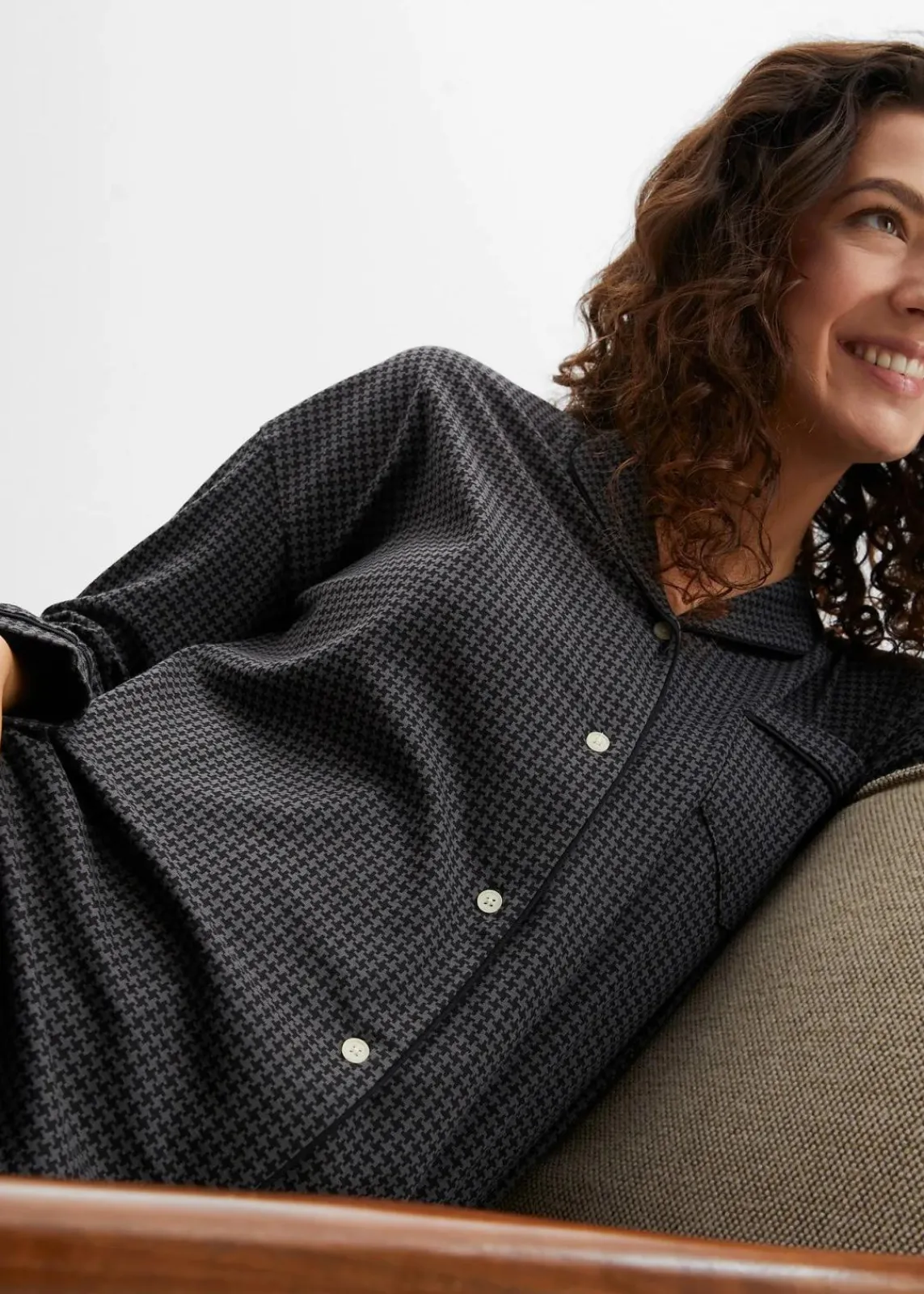 bonprix Wäsche·Basics|Wäsche·Nachtwäsche^Oversized Nachthemd aus reiner Baumwolle schwarz/grau gemustert