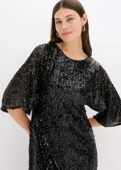 bonprix Festliche Mode|Kleider^Oversized Paillettenkleid schwarz