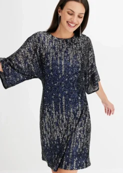 bonprix Kleider^Oversized Paillettenkleid blau/silber