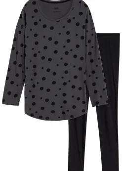 bonprix Wäsche·Nachtwäsche|Nachtwäsche^Oversized Pyjama mit Leggings schiefergrau/schwarz