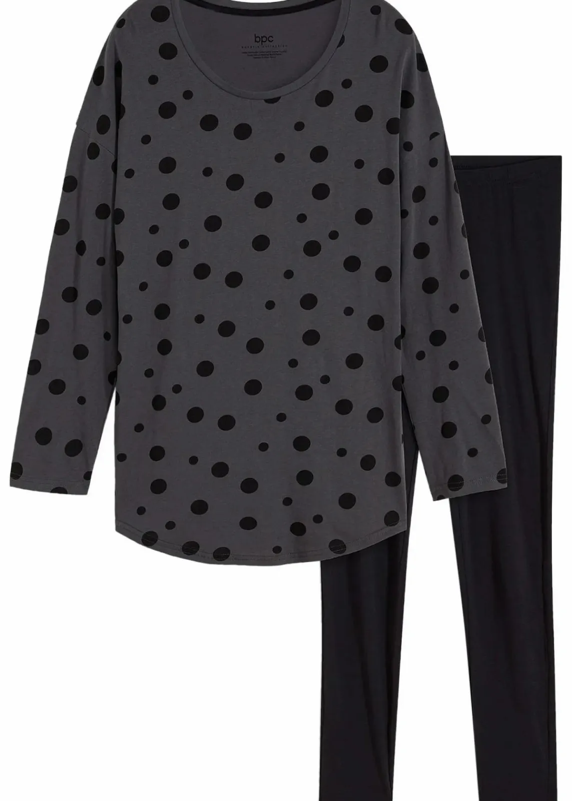bonprix Wäsche·Nachtwäsche|Nachtwäsche^Oversized Pyjama mit Leggings schiefergrau/schwarz
