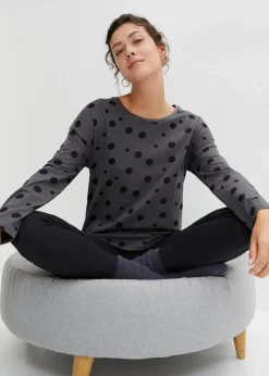 bonprix Wäsche·Nachtwäsche|Nachtwäsche^Oversized Pyjama mit Leggings schiefergrau/schwarz