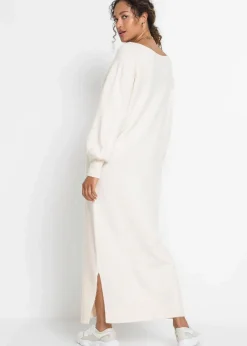 bonprix Strickmode|Kleider^Oversized Strickkleid in Midilänge wollweiß meliert