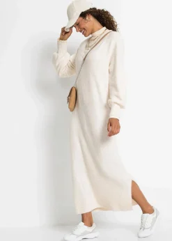 bonprix Strickmode|Kleider^Oversized Strickkleid in Midilänge wollweiß meliert