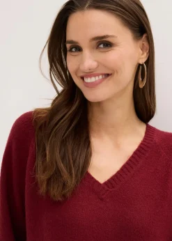 bonprix Strickmode|Kleider^Oversized Strickkleid in Midilänge rubinrot