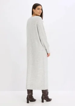 bonprix Bekleidung·Umstandsmode|Bekleidung·Pullover & Strickjacken^Oversized Strickkleid in Midilänge hellgrau meliert