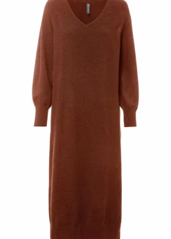 bonprix Strickmode|Kleider^Oversized Strickkleid in Midilänge mahagonibraun meliert