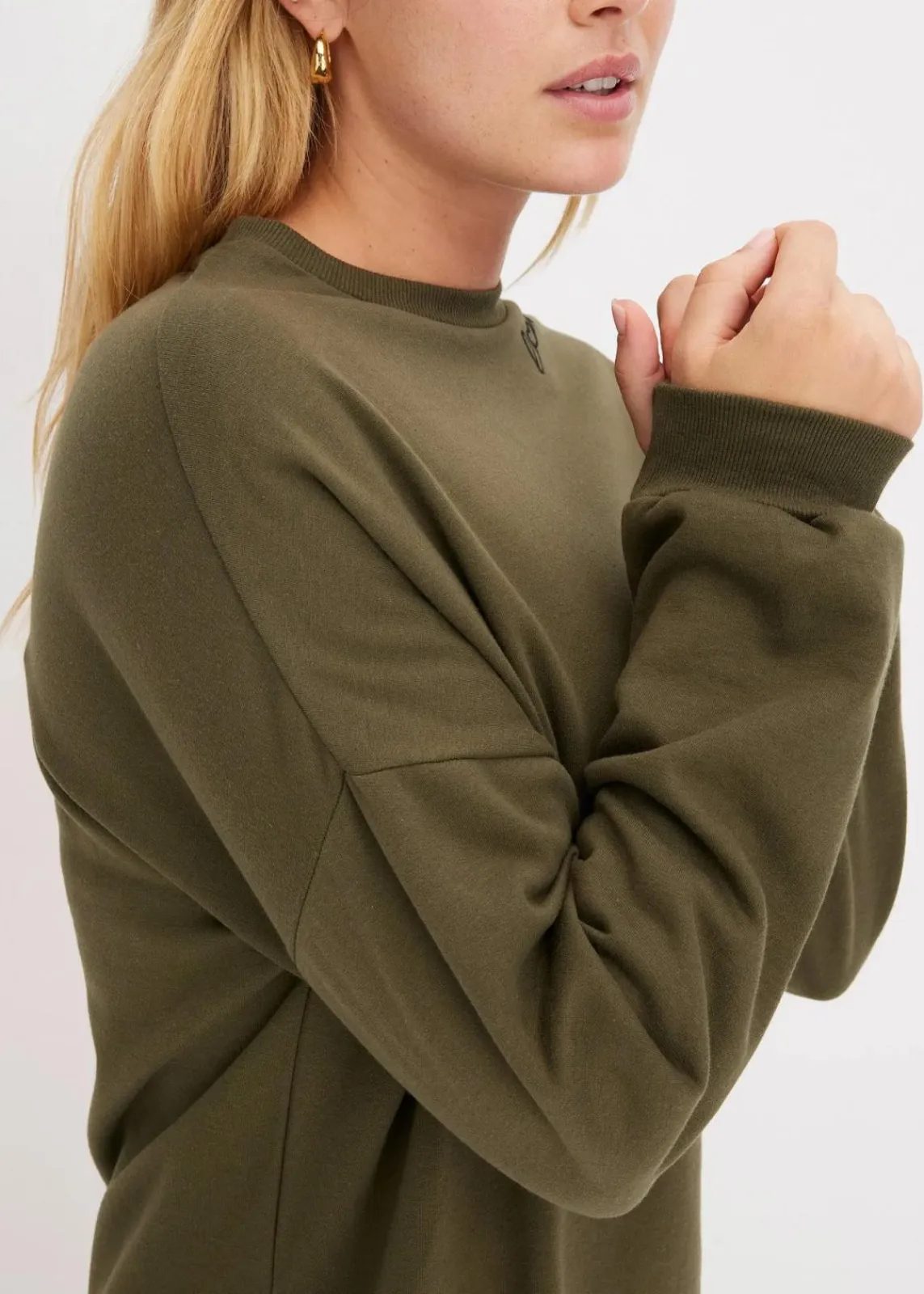 bonprix Kleider|Sweat^Oversized Sweatkleid dunkeloliv