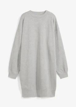bonprix Kleider|Sweat^Oversized Sweatkleid hellgrau meliert