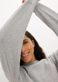 bonprix Kleider|Sweat^Oversized Sweatkleid hellgrau meliert