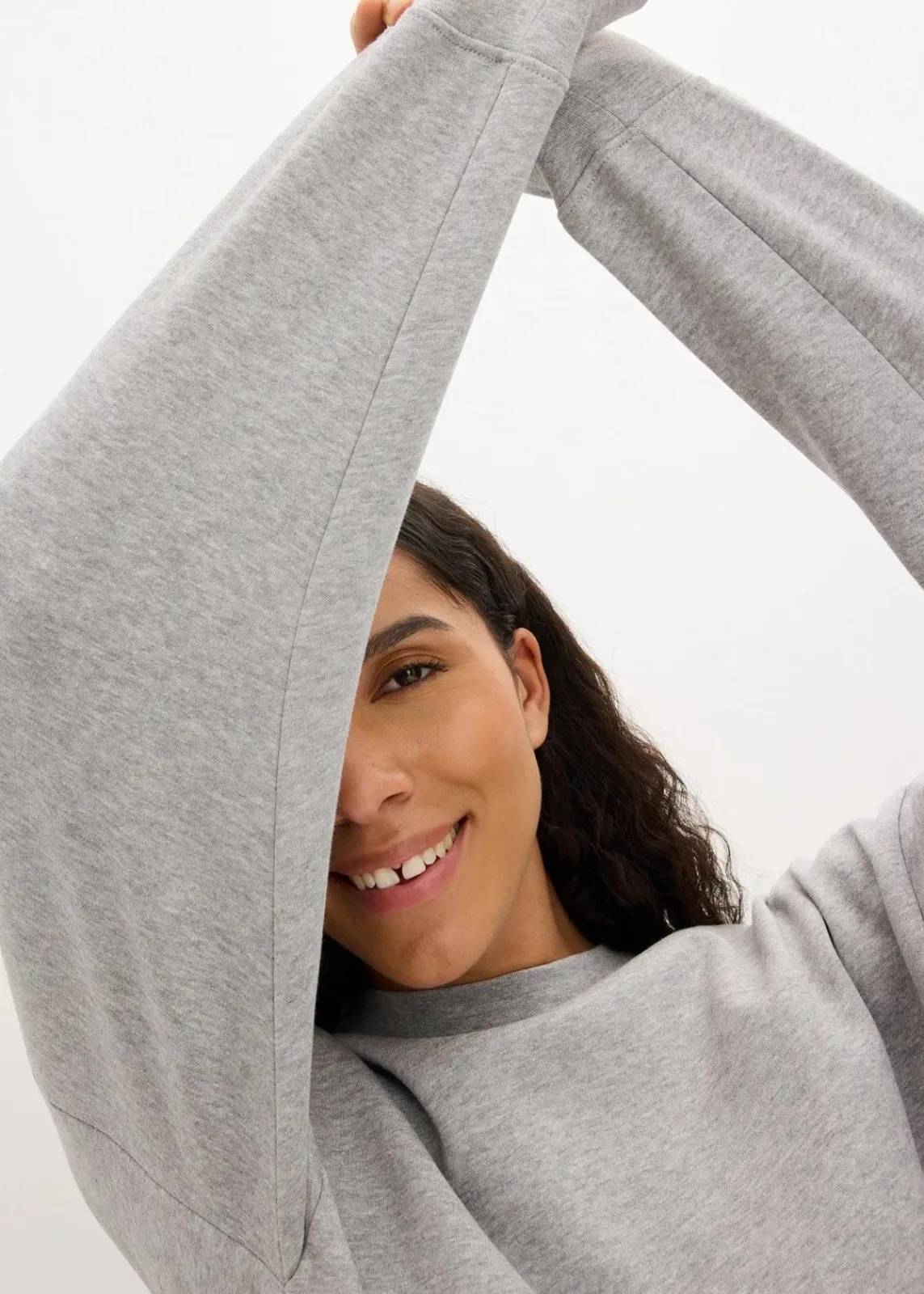 bonprix Kleider|Sweat^Oversized Sweatkleid hellgrau meliert